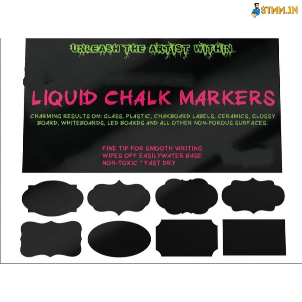 Dry Erase Liquid Chalk Markers 6mm Set of 8 with 8g Ink for Boards, Glass etc 4