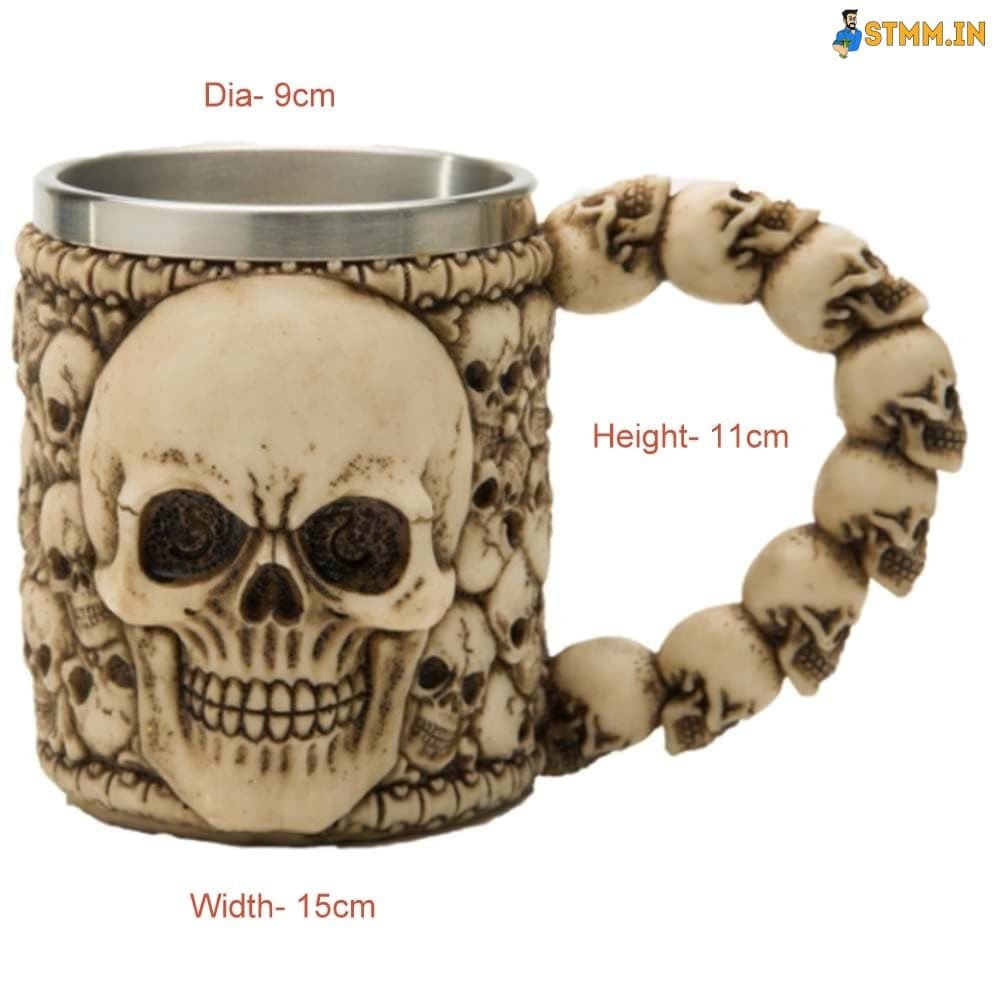 3D Design Big Skull Mug For Drink, Coffee etc Stainless Steel + Resin 1