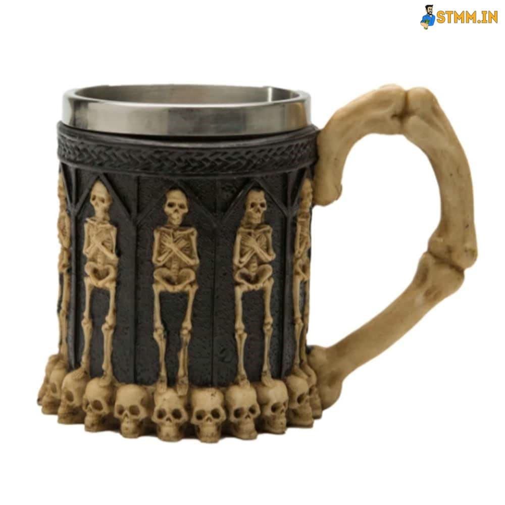 3D Design Skull Mug For Drink, Coffee etc Stainless Steel + Resin 1