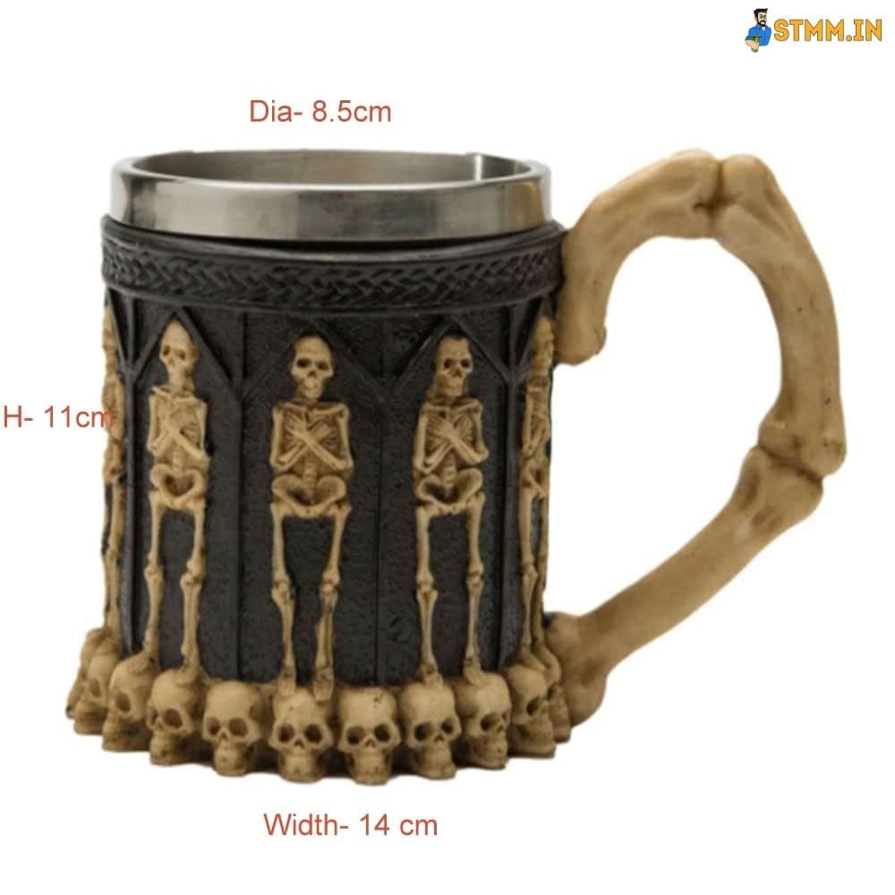 3D Design Skull Mug For Drink, Coffee etc Stainless Steel + Resin 2