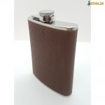 Steel hip flask with leather finish
