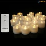 white and yellow tea light with remote